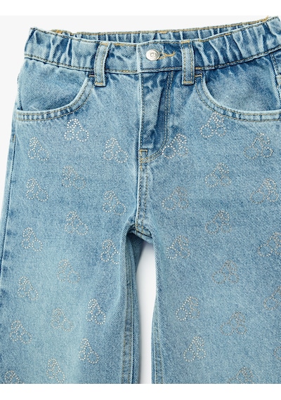 Koton Pamuklu Bol Kalıp Cepli Geniş Paça Denim Pantolon Orta İndigo 6smg40014ad