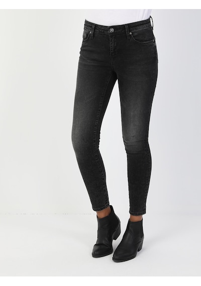 Colin's 759 Lara Orta Bel Dar Paça Super Slim Fit Gri Kadın Jean Pantolon CL1048689_Q1.V1_DN40931