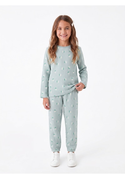 Onloox Kız Çocuk Su Yeşili Kız Çocuk Su Yeşili Müslin Pamuklu Bisiklet Yaka Uzun Kol Papatya Desenli Pijama Takımı 4-8 Yaş Onloox Kız Çocuk Su Yeşili Kız Çocuk Su Yeşili Müslin Pamuklu Bisiklet Yaka Uzun Kol Papatya Desenli Pijama Takımı 4-8 Yaş