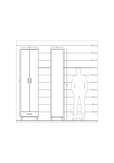 Arges Dolap 5 Raflı Tek Çekmeceli 2 Kapaklı 60x30x243 Aytaşı-aytaşı Aytası
