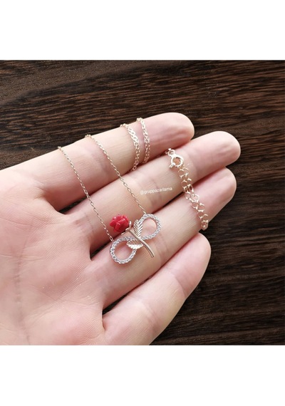 Modahilye 925 Ayar Gümüş Sonsuzluk Gül Rose Gold Kolye Rose Gold