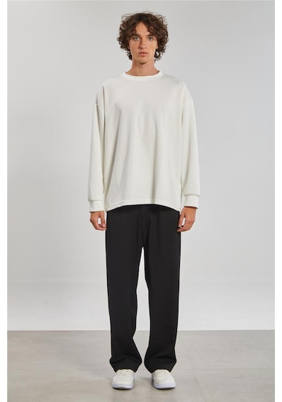 Barrels And Oıl Bisiklet Yaka Erkek Sweatshirt - Ekru Ekru