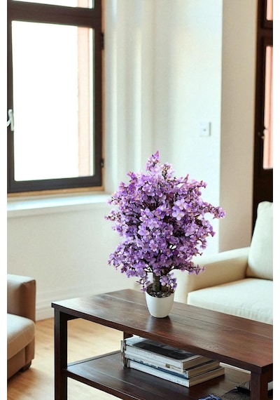 Yapay Çiçekçiniz Yoğun Yapraklı 60 Cm Yapay Sakura Bahar Dalı Ağacı mor