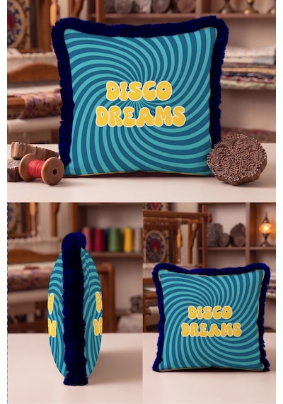 Retro Disko Dreams Saçaklı Yastık Kılıfı - Enerjik Pop Art Turkuaz Lacivert Püsküllü Kırlent Kılıfı Sakin Vadi Halo Retro Disko Dreams Saçaklı Yastık Kılıfı - Enerjik Pop Art Turkuaz Lacivert Püsküllü Kırlent Kılıfı Sakin Vadi Halo