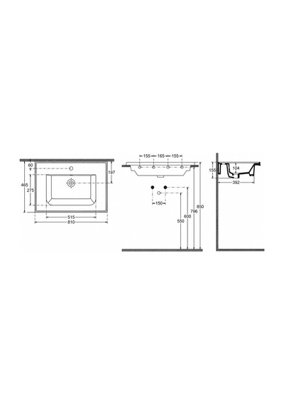 Isvea Sistema L İnce Formlu Lavabo 81x46,5 Cm Beyaz 10le50081