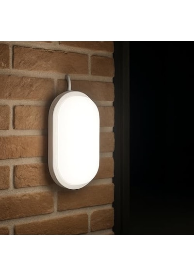 Aydos 15w Ip65 Oval Beyaz Led Tavan Ve Duvar Lambası / 6500k Beyaz Işık / Su Ve Toz Geçirmez Banyo Bahçe Balkon Ayd Çok Renkli