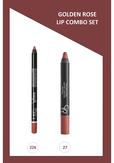 Matte Lipstick Crayon No:27 Mat Ruj 3,5 G & Emily Long Lasting Lip Pencil No:226 Dudak Kalemi Seti 0