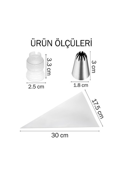 Krema Sıkma Aparat Seti Pasta Süsleme Krema Torbası Hamur Şekillendirme Muffin Kalpli Kek Kalıbı Çel Diğer