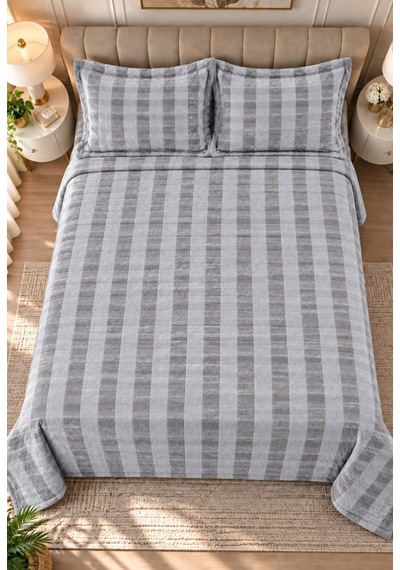 Kapreo Home Hennesey 3 Parça Comforter Yorgan Yatak Örtüsü Seti Çift Kişilik 240x260 Gri