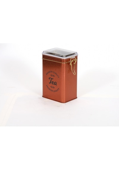 Evle Sn Tea Copper Desenli Kilitli Kapaklı Dikdörtgen Metal Saklama Kabı 1 L7.5 x 10 x 15 CM Çok Renkli