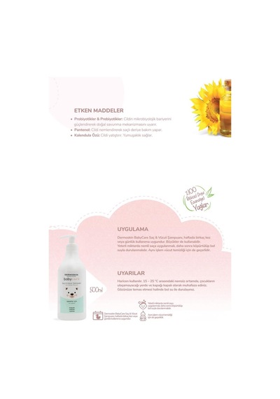 Babycare Bebek Saç Ve Vücut Şampuanı Bakım Seti Bitkisel Probiyotikli Koruma Sistemi 3'lü Set 3 X 500 Ml