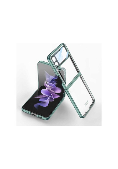 Samsung Uyumlu Galaxy Z Flip 4 Kılıf Zore Kıpta Lensli Kapak Koyu Yeşil