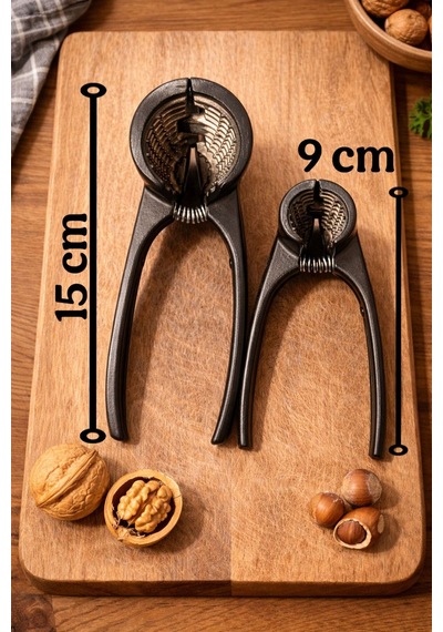 2'li Set Sağlam Döküm Ceviz Ve Fındık Kıracağı Ergonomik Ve Şık Tasarım Döküm Siyah