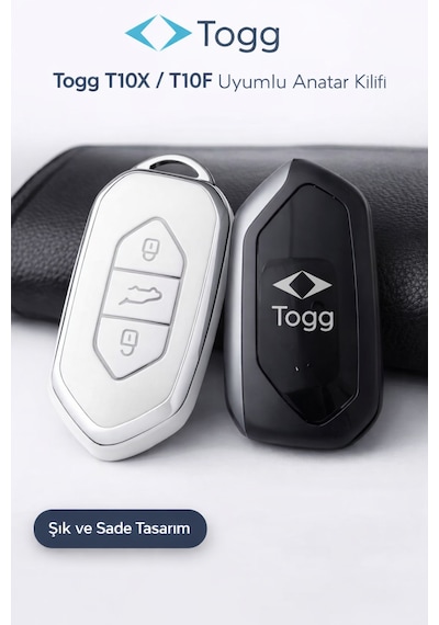 Togg T10x T10f Anahtar Kılıfı Aksesuar Beyaz-gümüş