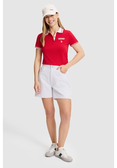 U.S. Polo Assn. Kadın Kırmızı Polo Yaka Basic Tişört 50323455-vr171 Basıc Kırmızı