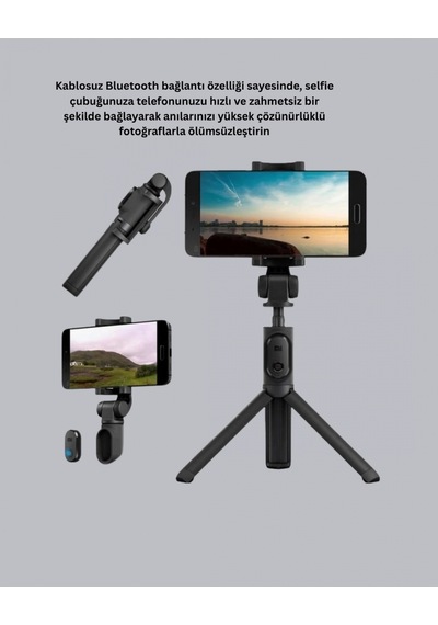 Bluetooth Selfie Çubuğu 360 Dönebilen Başlık, Kablosuz Bağlantı Çok Renkli