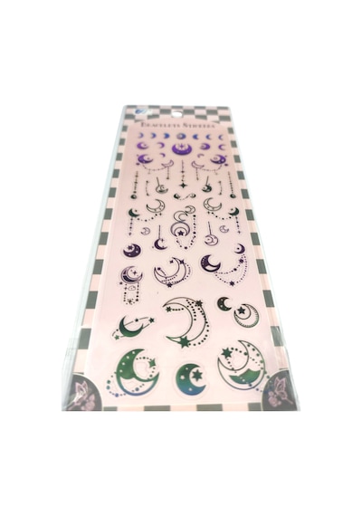 Şeffaf Renkli Sticker 7x17 Cm - Ay Yıldız Tarot Çok Renkli