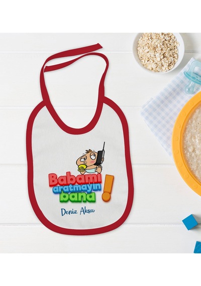 BK Kids Kişiye Özel Babamı Aratmayın Bana Tasarımlı Kırmızı Bebek Kırmızı