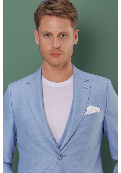 Efor Tk 872 Slim Fit Mavi Klasik Takım Elbise Mavi