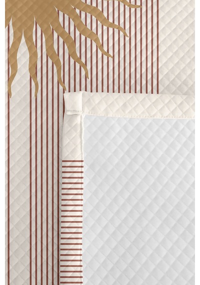 Güneş Bohem Bej Genç Odası Tek Kişilik Pike Takımı - Minimal 160x220 Cm Kapitone Yatak Örtüsü Naif Çayır Sıcaklığı