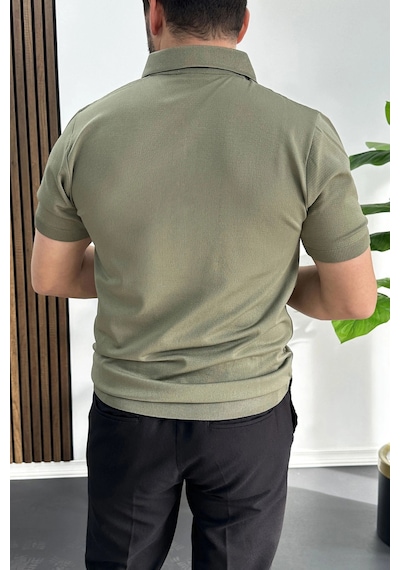 Erkek Çizgi Desenli Polo Yaka Açık Yeşil Edw458 Açık Yeşil