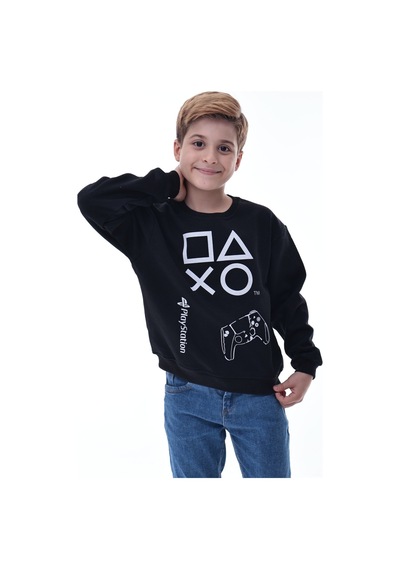 Playstation Baskılı Çocuk Sweatshirt Siyah Gamer Oyun Sever Sweat Siyah