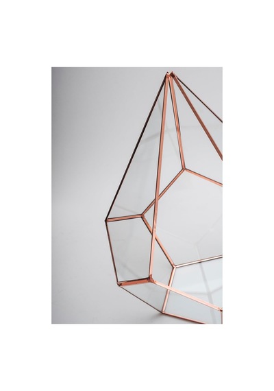 31x22x22cm Bakır Rose Gold Geometrik Teraryum Cam Fanus Takı Aksesuar Çikolata Kutusu Diğer
