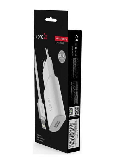 Zore Ofset Serisi Zcs-02 Lightning 2 İn 1 Ev Şarj Seti 2.1a - Beyaz