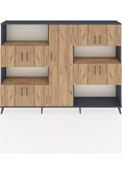 Arges Dolap 10 Raflı 9 Kapaklı 220x30x163 Antrasit-çam Antrasit-çam Arges Dolap 10 Raflı 9 Kapaklı 220x30x163 Antrasit-çam Antrasit-çam