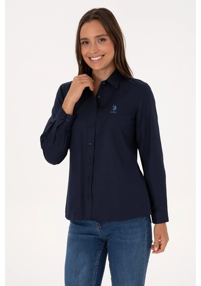 Us Polo Assn. Kadın Lacivert Uzun Kollu Basic Gömlek Vr033lacivert