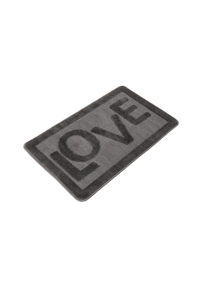 Doğal Kaymaz Taban Banyo Paspas Uzun Ömürlü Yumuşak Dokulu Su Emici Yıkanabilir Love 60x100 Antrasit
