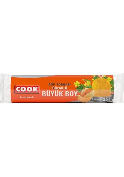 Cook Büzgülü Kavun Kokulu Büyük Boy Çöp Torbası Turuncu 65 x 70 CM