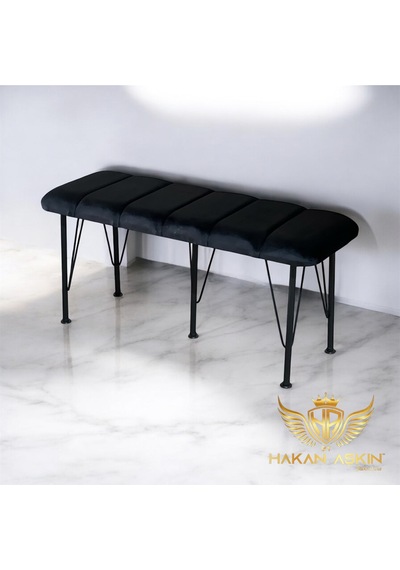 By Hakan Aşkın Siyah Metal Ayaklı Line Style 2025 Babyface Puf & Bench Siyah Siyahbbff