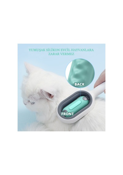 Çift Taraflı Kedi Köpek Tarağı Masaj Etkili Buharlı Kedi Fırçası Su Hazneli Tüy Toplayacı Tarak - 789660620