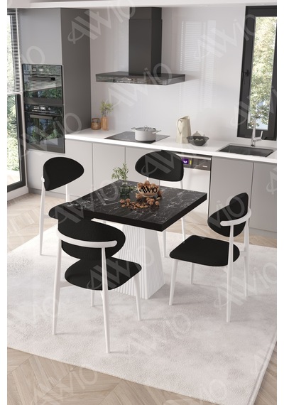 Avvio Elizya Beyaz Polo Metal Sandalye 90x90 Kare Yemek Masası Mutfak Masası Masa Sandalye Takımı Siyah Mermer Avvio Elizya Beyaz Polo Metal Sandalye 90x90 Kare Yemek Masası Mutfak Masası Masa Sandalye Takımı Siyah Mermer