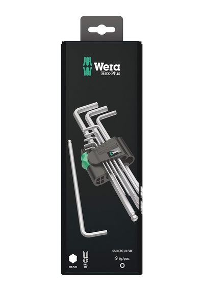 Wera 950 Pkl/9 Sm Sb L Anahtar Seti, Metrik, Krom Kaplama, 9 Parç