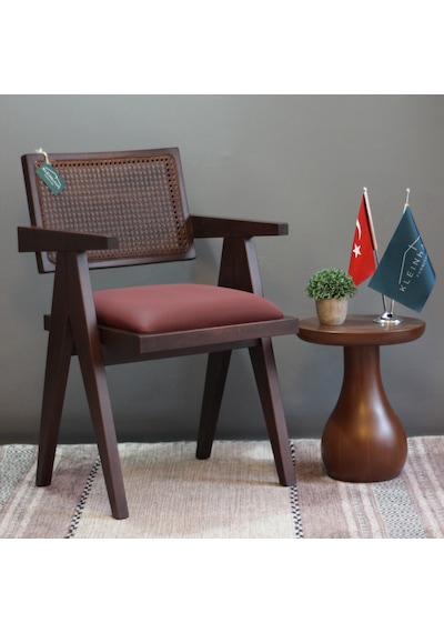 Kleinhaus - Sofia Kolçaklı Sandalye - Pierre Jeanneret - Yemek Odası Sandalyesi Koyu Ceviz