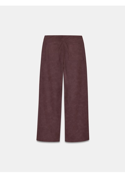 Dilvin 72252 Dikiş Detaylı Süet Görünümlü Pantolon-bordo Bordo