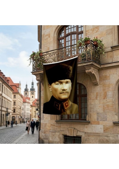 Mavi Gözlü Atatürk Portresi Poster Bayrak Premium Raşel Kumaş Ata11 Diğer