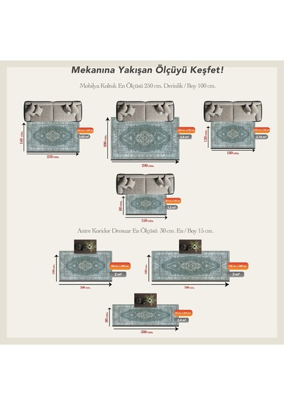 Cool Halı Private Xw Yeşil Gri Eskitme Vintage Yıkanabilir Kaymaz İnce Şönil Soft Şık Salon Halısı Gri Yeşil