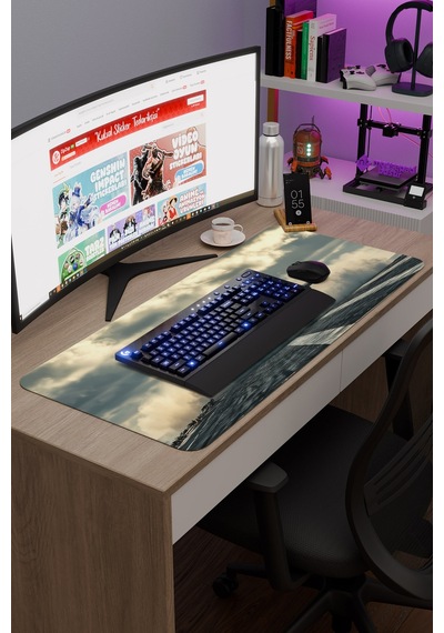 Airplane Uçak Kaymaz Dikişli Kauçuk Oyuncu Mousepad V3 - 90x40 Xxl Gaming Mouse Pad Fare Altlığı