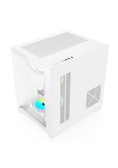 Atheron Eagle Panoramik Micro Atx Gaming Kasa 5x120mm Argb Fan 9 Port Pwm Argb Kontrolcü Temperli Cam Beyaz