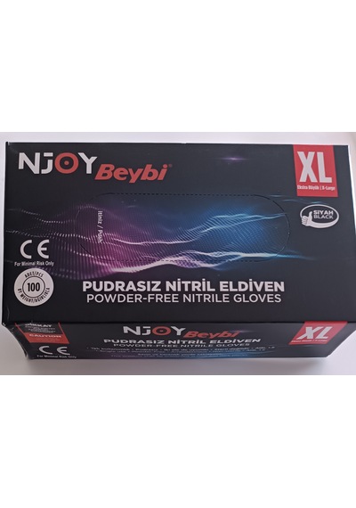 Beybi Njoy Siyah Pudrasız Nitril Eldiven 100'lü Xl
