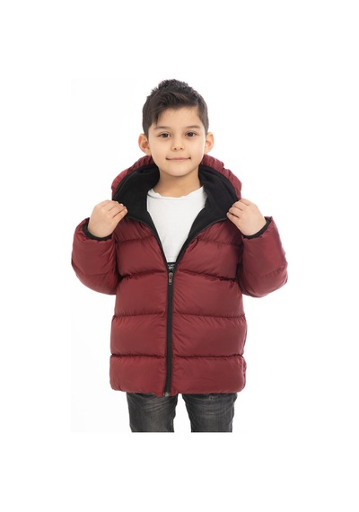 Spor Erkek Çocuk Polarlı Kürklü Kapüşonlu Su Geçirmez Rüzgara Dayanıklı Şişme Kışlık Mont-197 Haki
