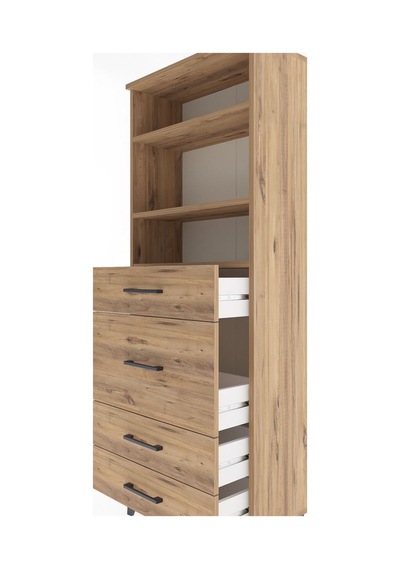Arges Dolap 3 Raflı 4 Çekmeceli 60x30x163 Çam-çam Çam