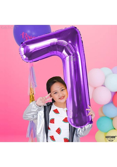 7 Yedi Rakam Mor Folyo Balon 32"-34" Inc 80 cm