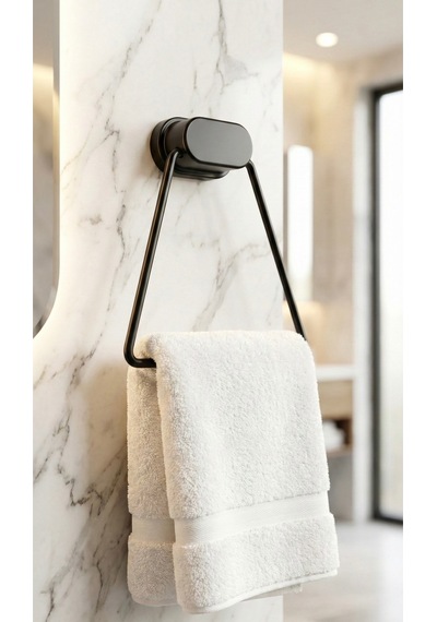 Yapışkanlı Oval Başlıklı Şık Tasarım Havlu Tutucu Banyo Ve Mutfak Havlu Tutucu Siyah Diğer