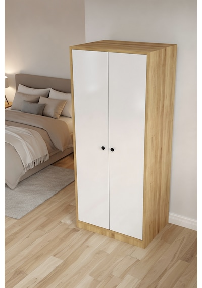 Moderno 2 Kapaklı 5 Raflı Askılıklı Gardırop - Safir Meşe Modüler Elbise Dolabı Safir Meşe Moderno 2 Kapaklı 5 Raflı Askılıklı Gardırop - Safir Meşe Modüler Elbise Dolabı Safir Meşe