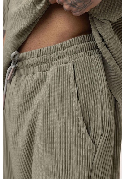 Basic Oversize Bisiklet Yaka Ottoman Takım Haki