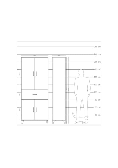 Arges Dolap 4 Raflı Tek Çekmeceli 4 Kapaklı 88x30x221 Çam-ant... Çam